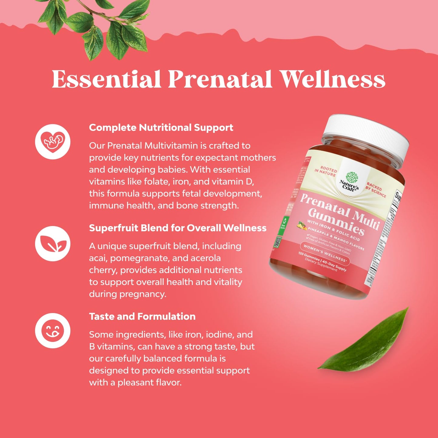Gominolas para mujeres embarazadas Natures Craft prenatal fórmula masticable