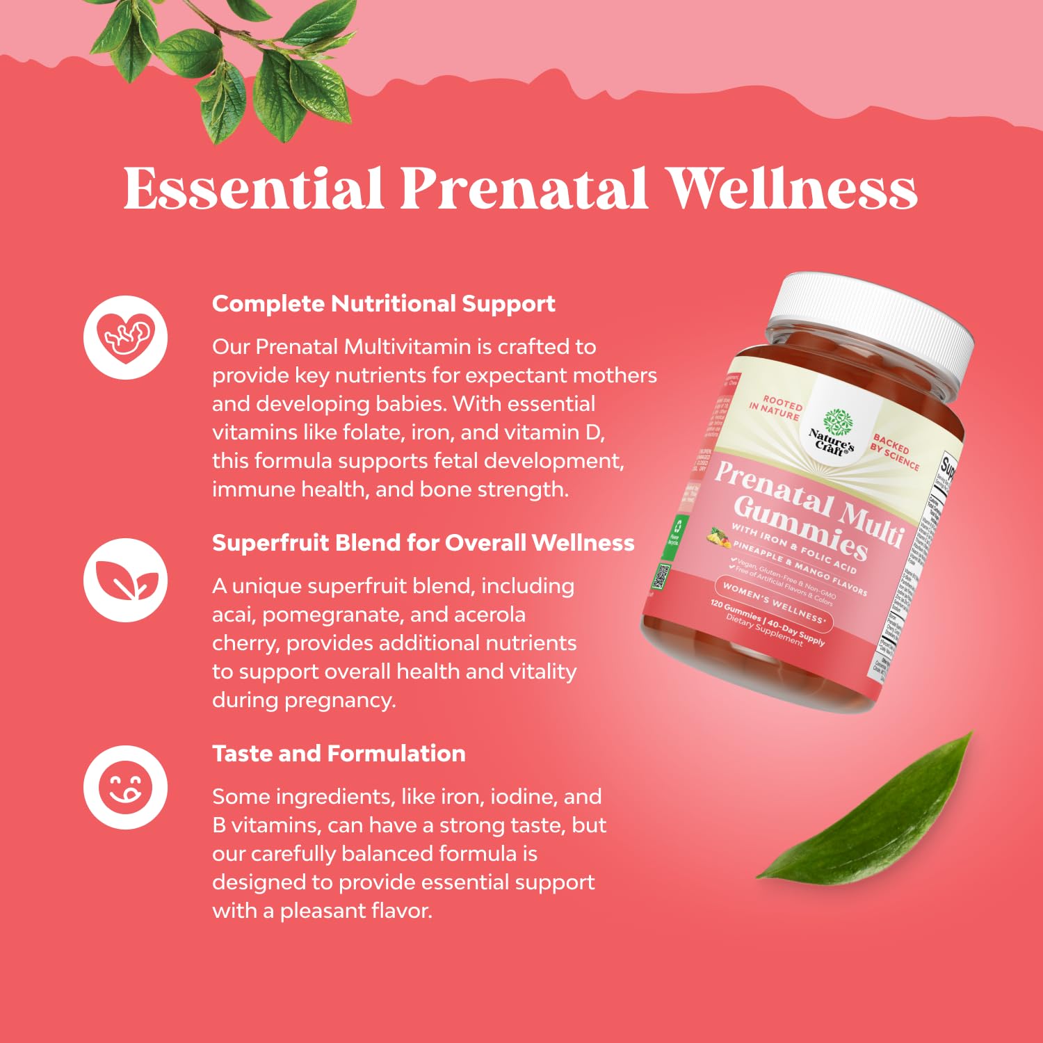 Gominolas para mujeres embarazadas Natures Craft prenatal fórmula masticable