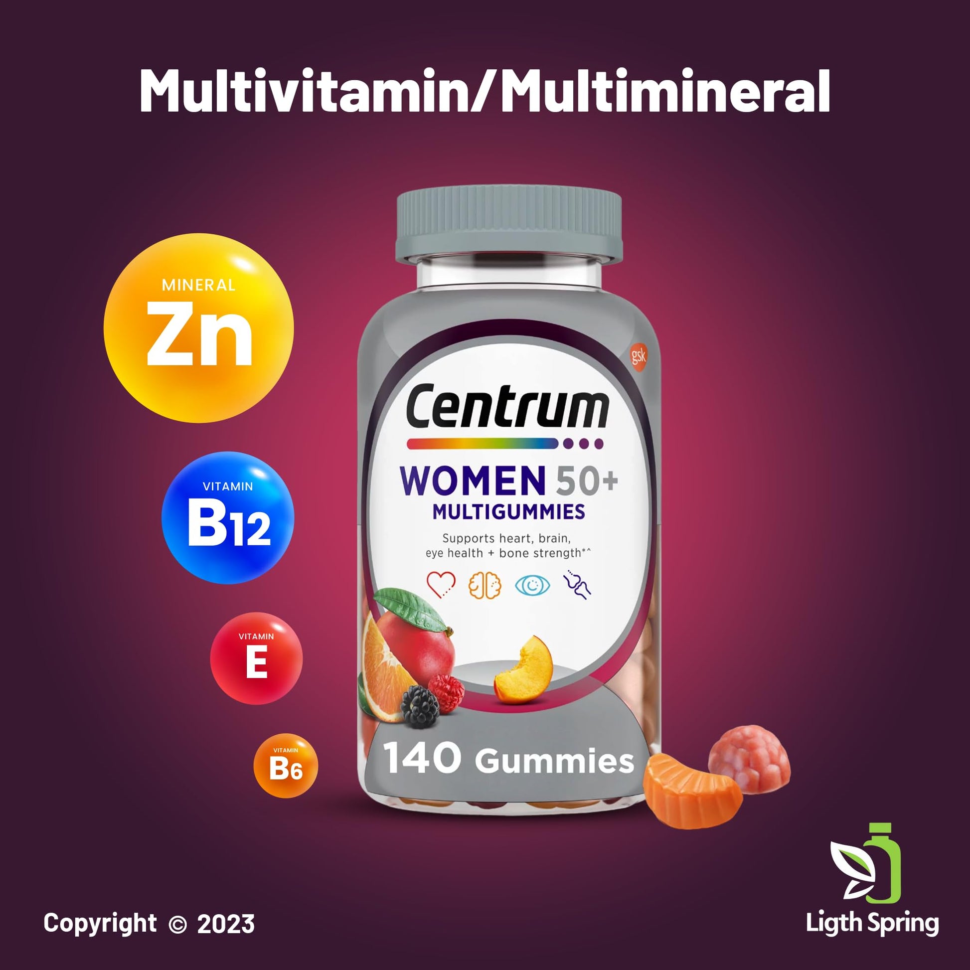 Gominolas multivitaminas en fondo verde