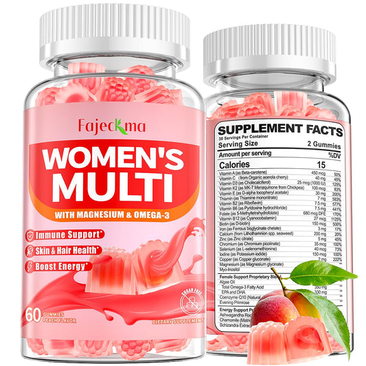 Frasco de gominolas multivitamínicas veganas para mujer Fajeckma