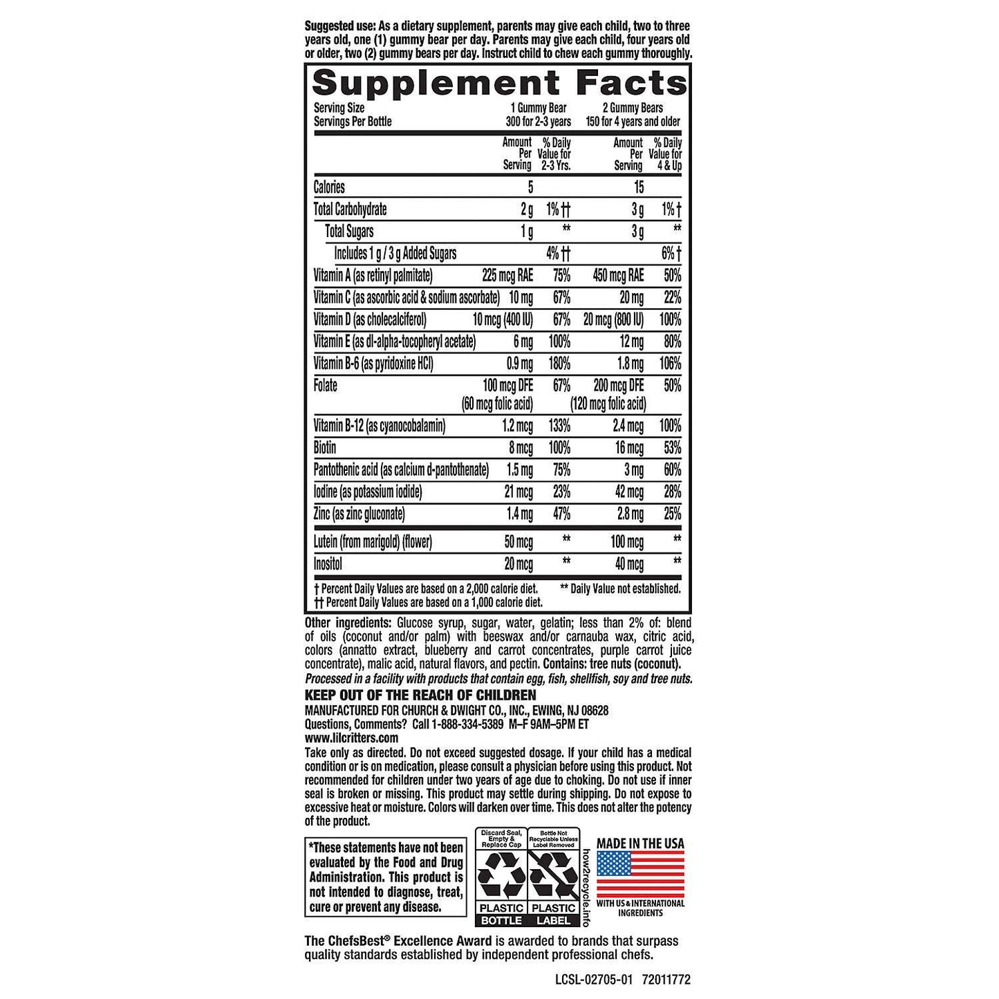 Gominolas multivitamínicas masticables sabores de frutas para niños