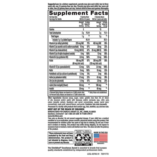 Gominolas multivitamínicas masticables sabores de frutas para niños
