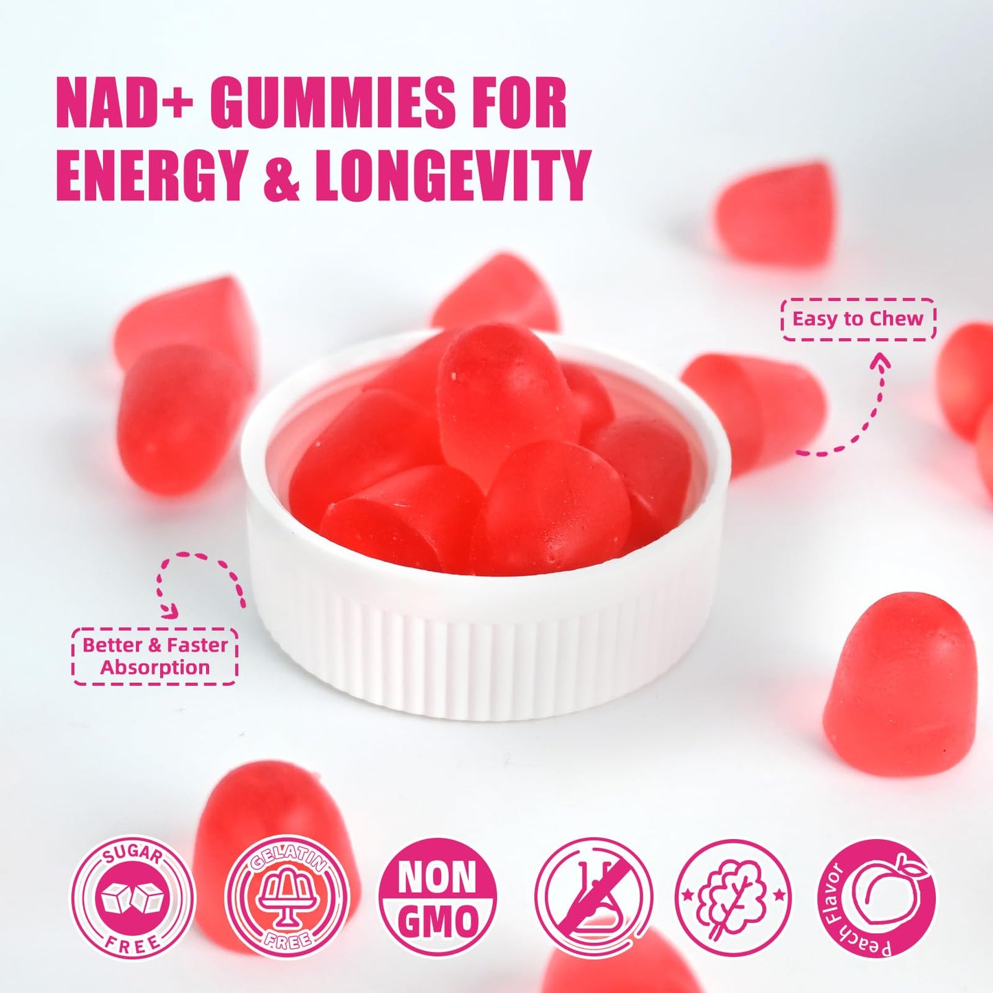 Gominolas NAD plus con extracto de semilla de uva y pimienta negra