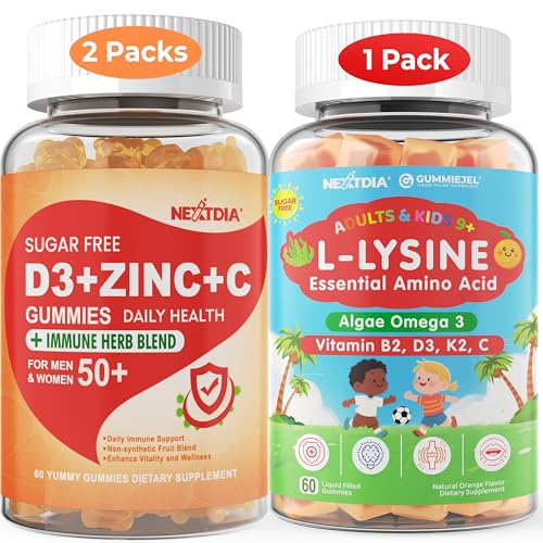 Frasco de gominolas Nextdia con Vitamina D3, C, Zinc y Lisina