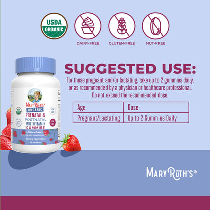 Gominolas orgánicas MaryRuth para salud prenatal y postnatal de mujeres