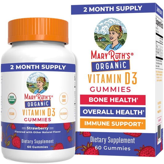 Gominolas orgánicas vitamina D3 MaryRuth's botella y caja