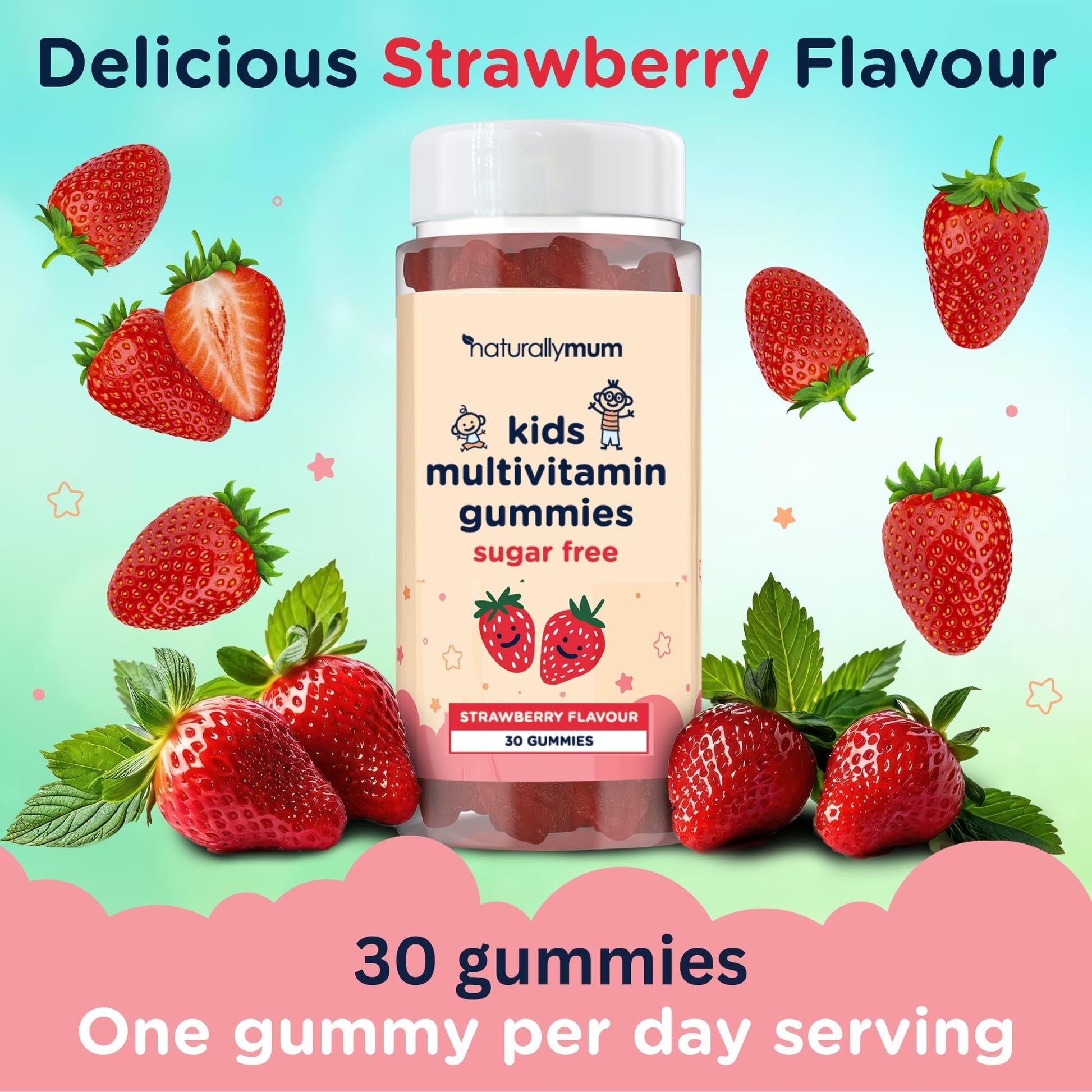 Gominolas sabor fresa para niños NaturallyMum 30 unidades