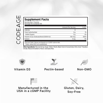 Gominolas sabor fresa de vitamina d3 sin gelatina animal