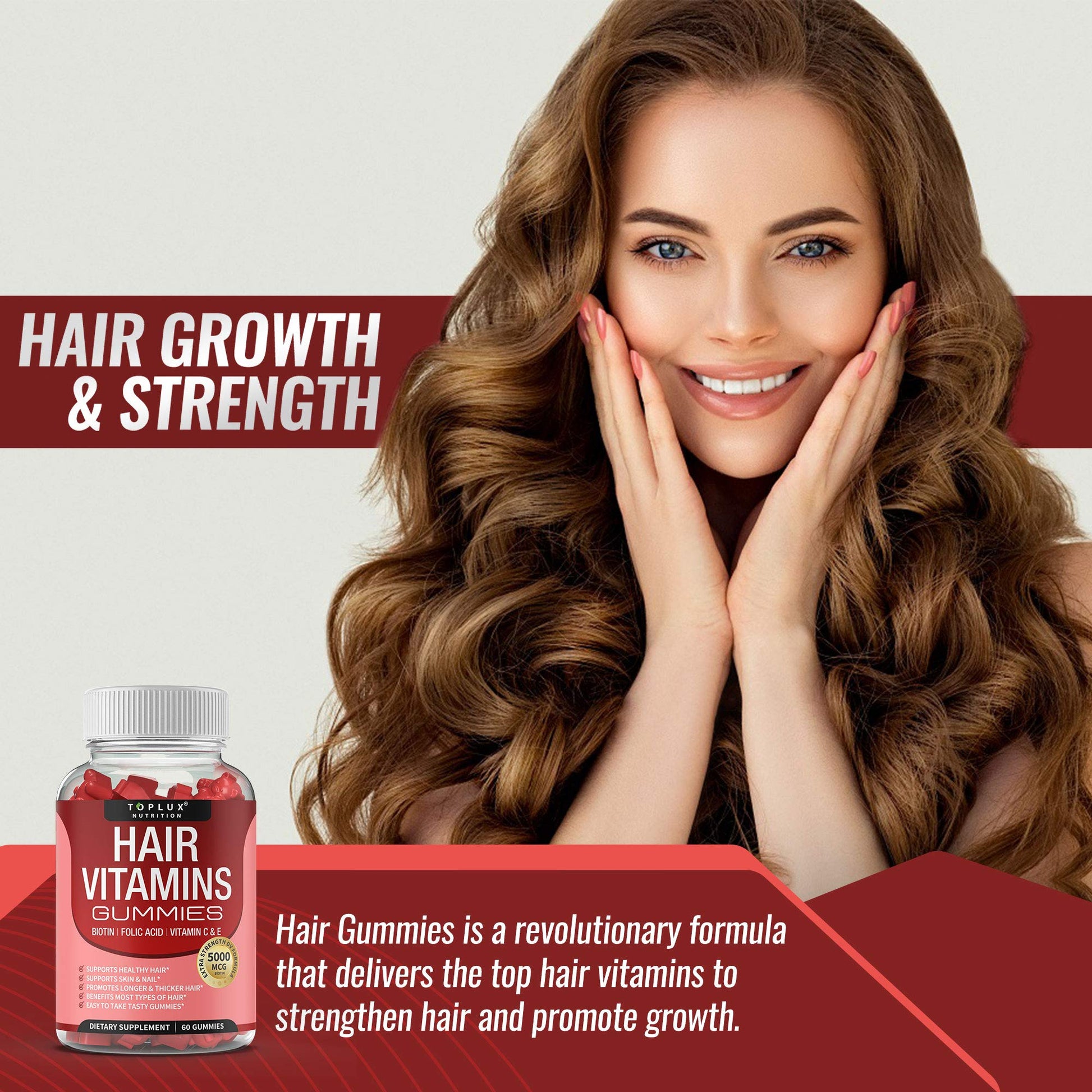 Gominolas Toplux con biotina zinc vitamina C para cabello fuerte