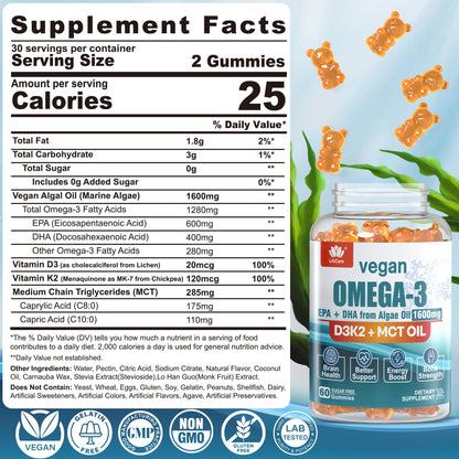 Gominolas vegan LILICARE vitamina C omega 3 vegetal suplemento