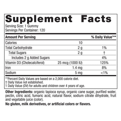 Gominolas vitamina d3 sabor bayas silvestres Nordic Naturals vista lateral