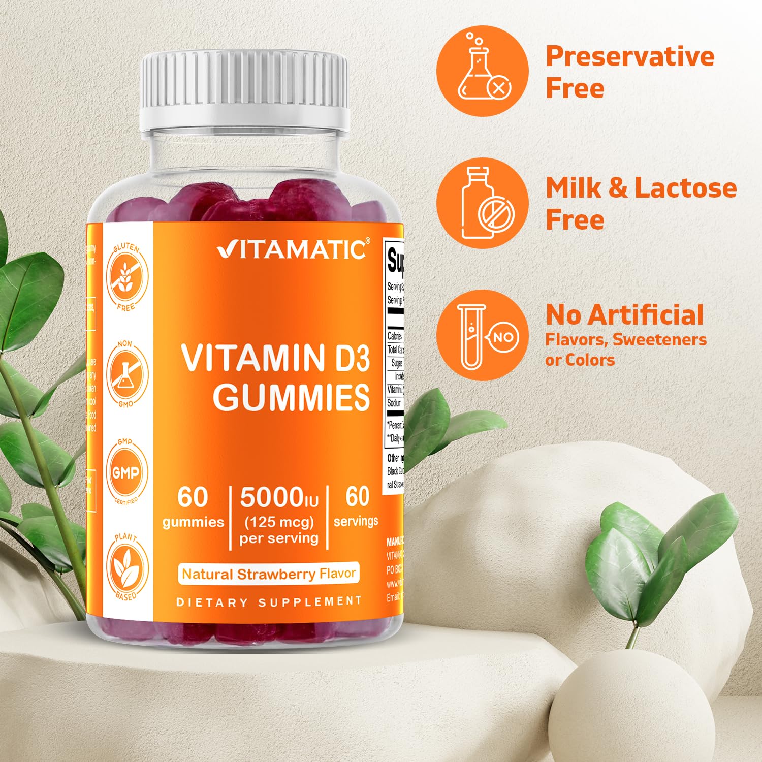 Gominolas vitamina d3 Vitamatic sabor natural fresa sin gluten