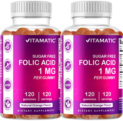 Gomitas ácido fólico Vitamatic 1000 mcg botella frontal