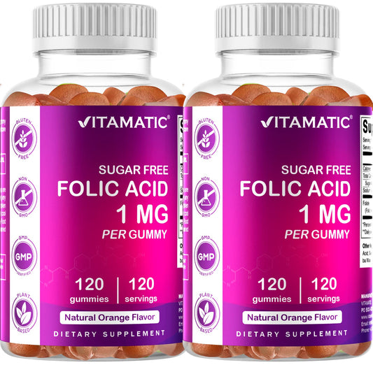 Gomitas ácido fólico Vitamatic 1000 mcg botella frontal