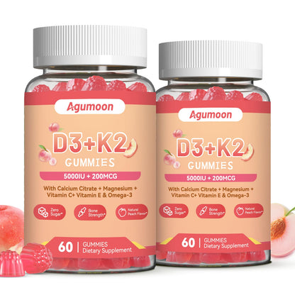 Frasco de gomitas Agumoon Vitamina D3 K2 sabor durazno