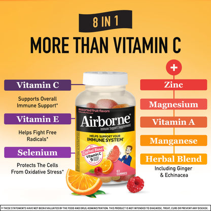 Gomitas Airborne 750 mg Vitamina C sabor surtido para inmunidad