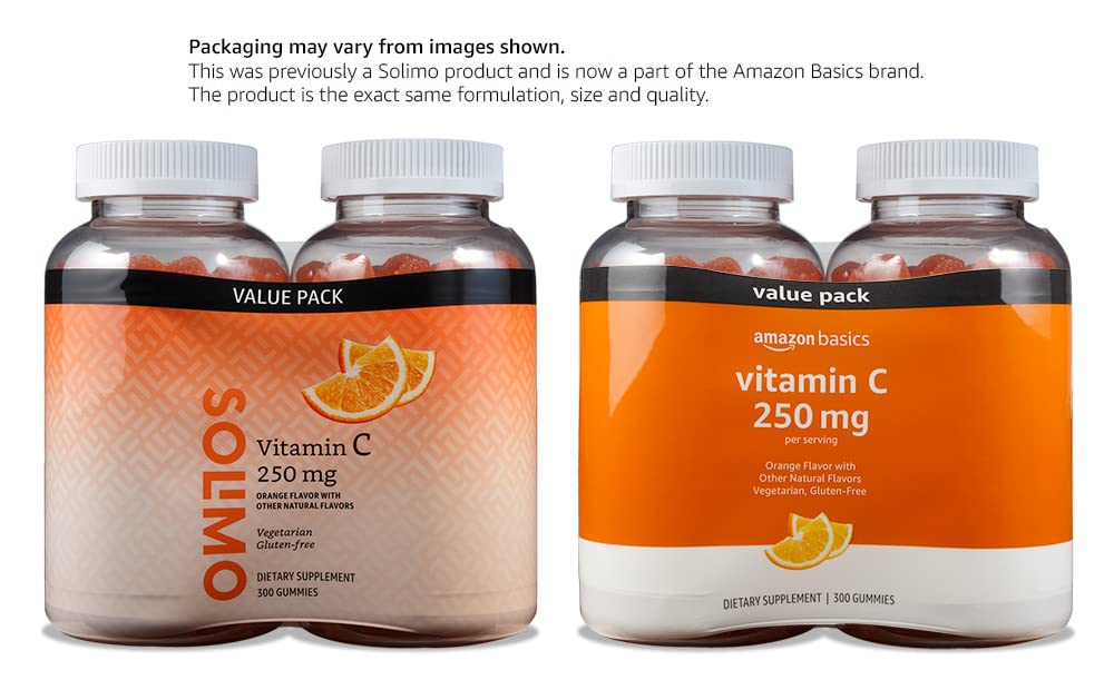 Gomitas Amazon Basics vitamina c 250mg 2 por dosis sabor naranja
