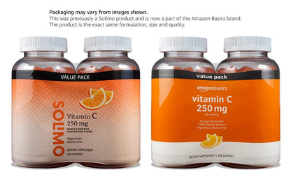 Gomitas Amazon Basics vitamina c 250mg 2 por dosis sabor naranja