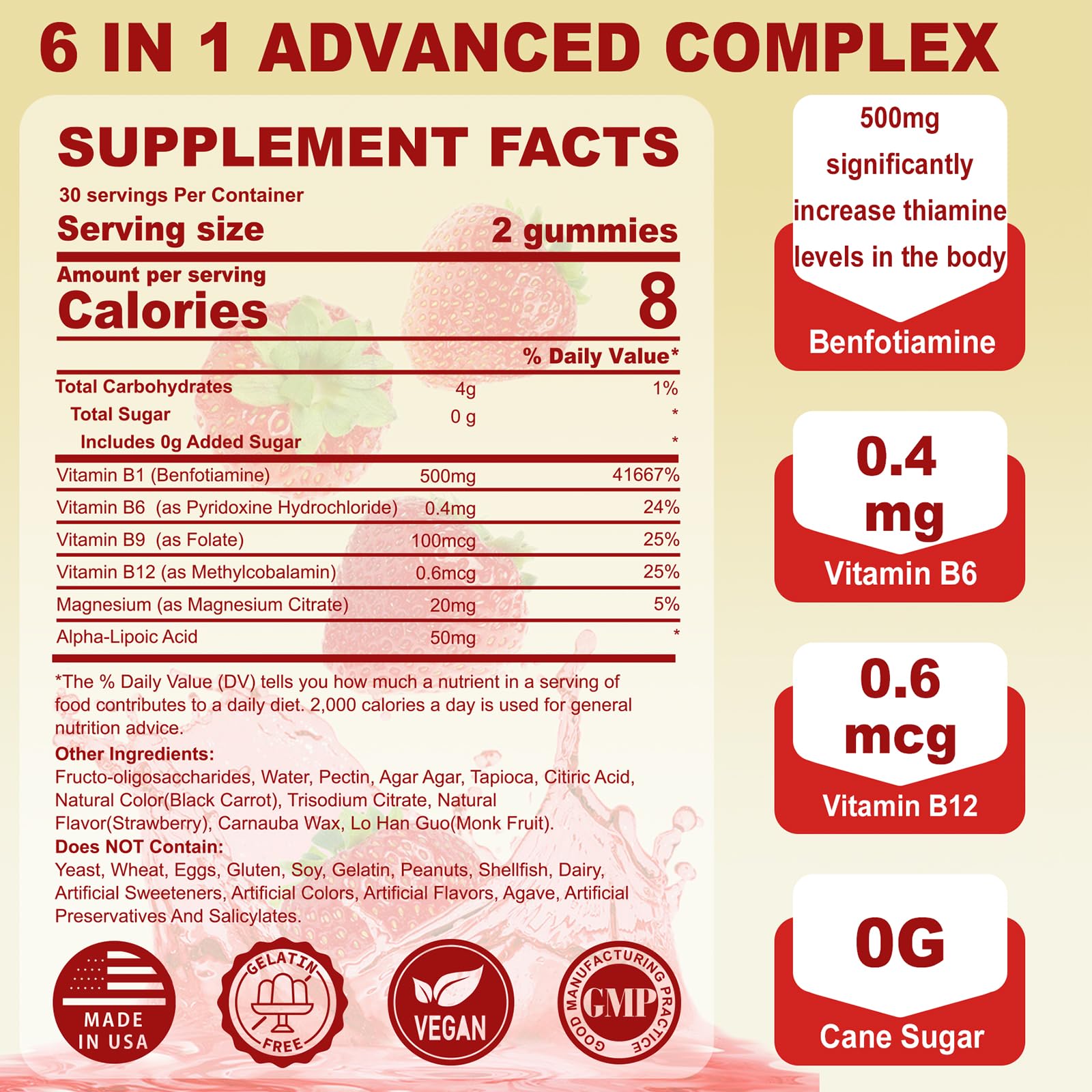 Producto vegano gomitas B1 y B2 sin azúcar