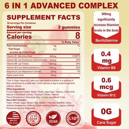 Producto vegano gomitas B1 y B2 sin azúcar