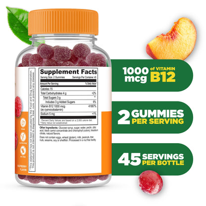 Gomitas B12 para energía Lifeable con sabor natural y vegano