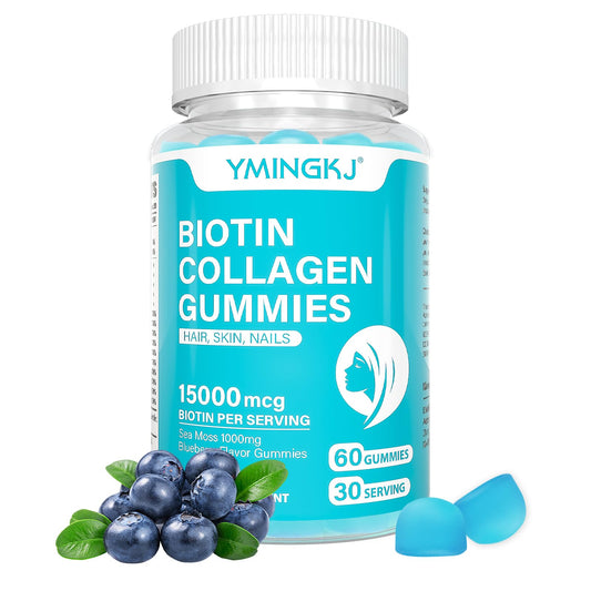 Gomitas de biotina 15000 mcg YMINGKJ sabor arándano 60 unidades
