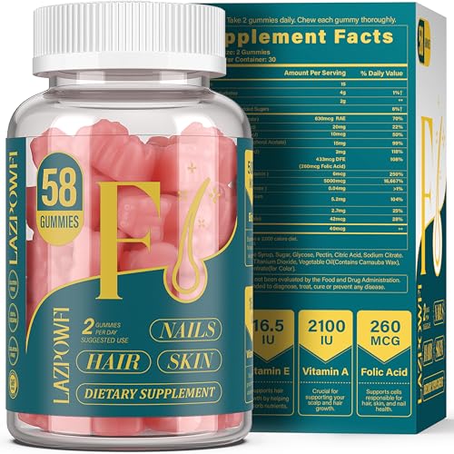 Gomitas de biotina Lazpowfi para cabello, piel y uñas