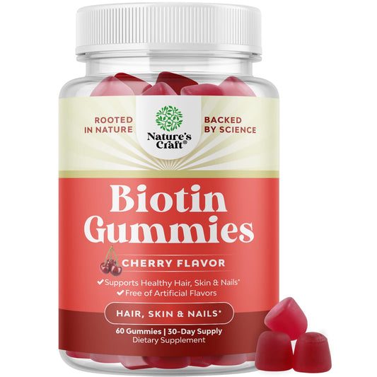 Gomitas biotina Natures Craft crecimiento cabello 60 unidades