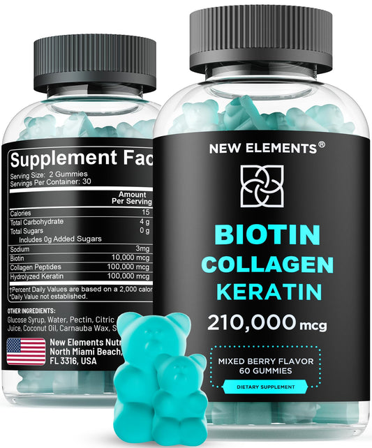 Gomitas de biotina con queratina y colágeno New Elements