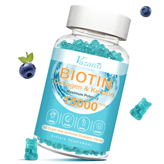 Gomitas de biotina Vazatisi sabor arándano para cabello piel y uñas