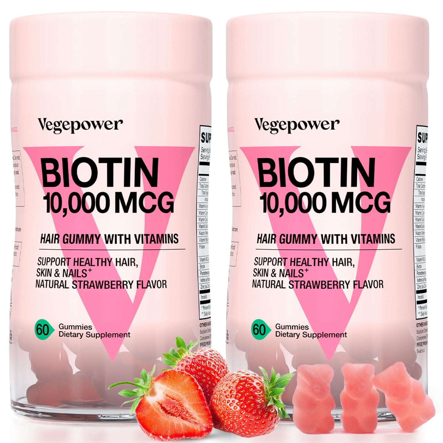 Gomitas de biotina VEGEPOWER 10000mcg sabor fresa
