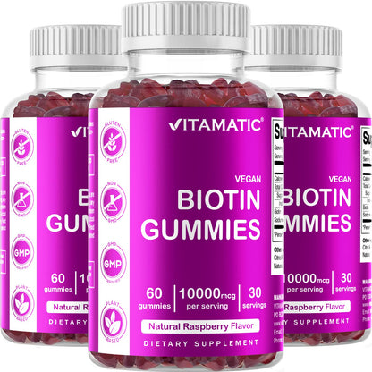 Gomitas de biotina Vitamatic sabor frambuesa para cabello y piel