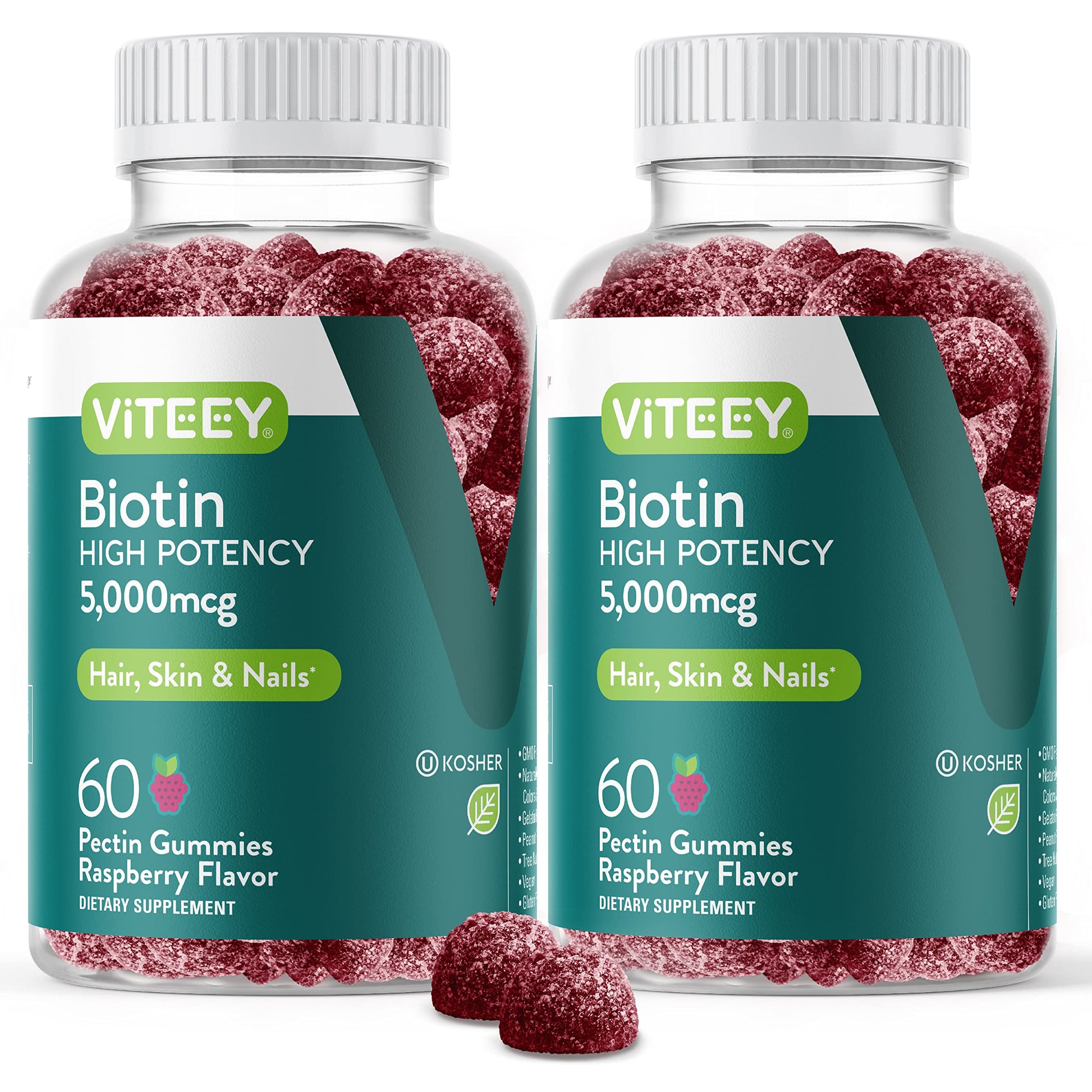 Gomitas de biotina sabor frambuesa Viteey envase frontal