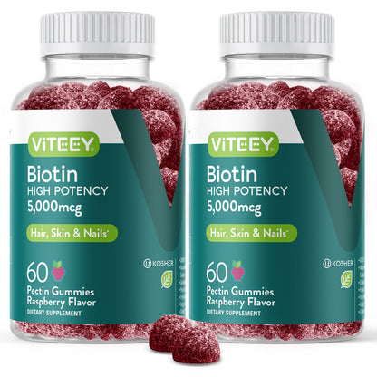 Gomitas de biotina sabor frambuesa Viteey envase frontal