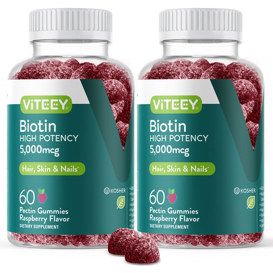 Gomitas de biotina sabor frambuesa Viteey envase frontal