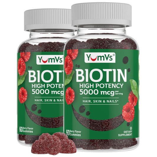 Gomitas de biotina YumVs 5000mcg sabor frambuesa para cabello y uñas