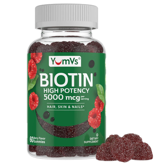 Gomitas biotina YumVs sabor frambuesa para crecimiento cabello