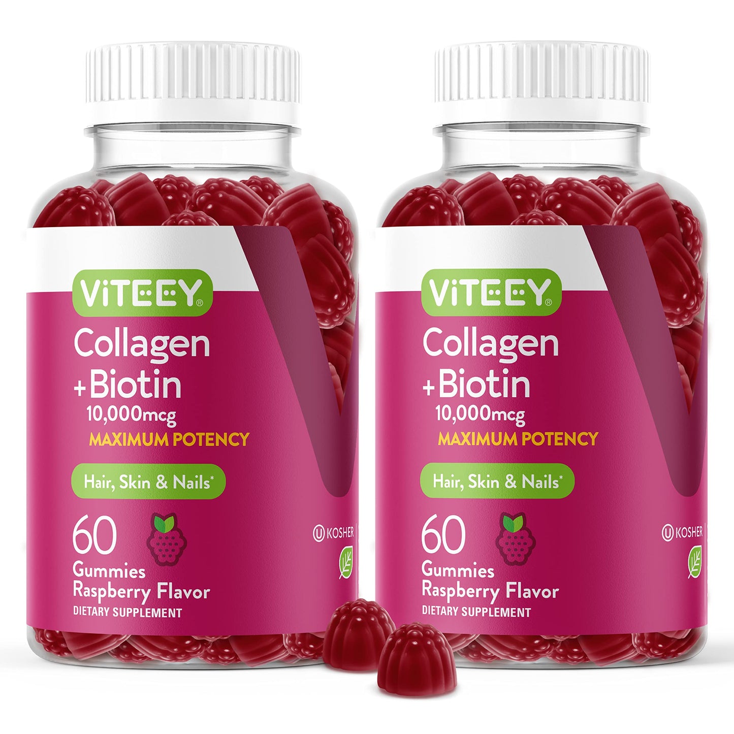 Gomitas colágeno y biotina Viteey 120 unidades sabor frambuesa