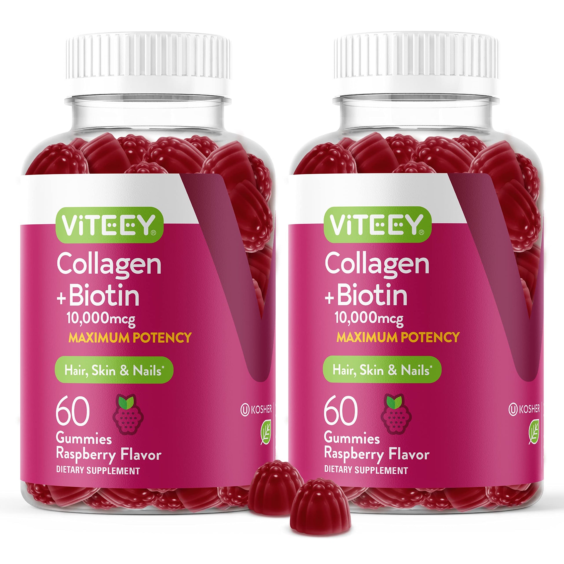Gomitas colágeno y biotina Viteey 120 unidades sabor frambuesa