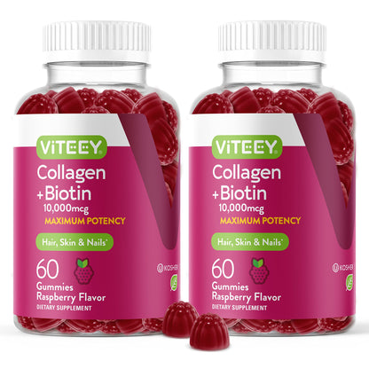 Gomitas colágeno y biotina Viteey 120 unidades sabor frambuesa