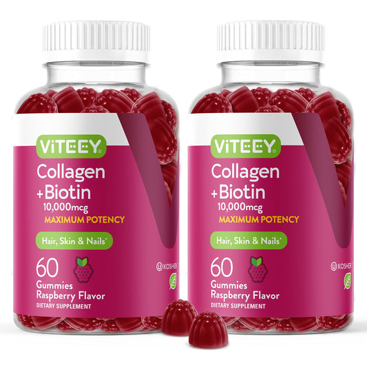 Gomitas colágeno y biotina Viteey 120 unidades sabor frambuesa