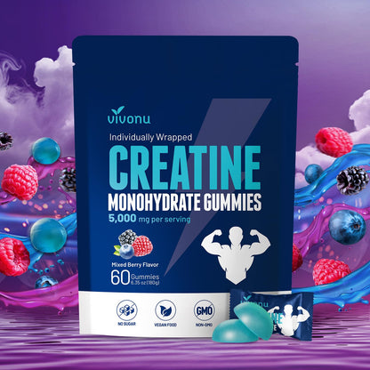 Gomitas creatina VivoNu paquete deportivo sabor bayas