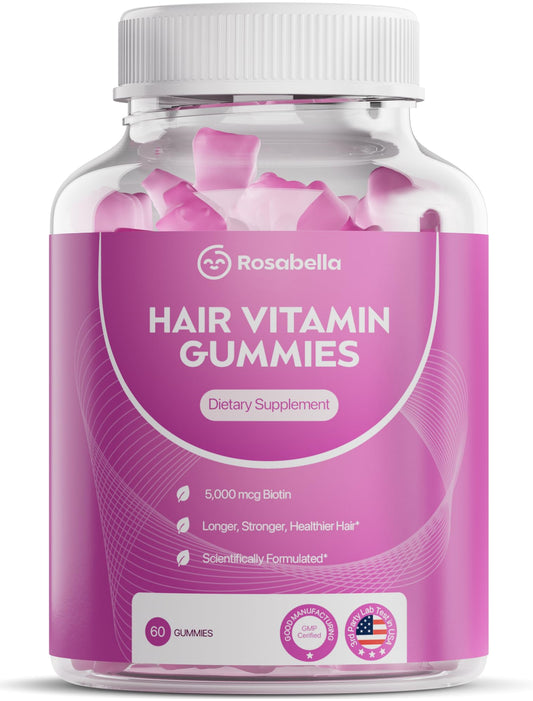 frasco gomitas para crecimiento capilar rosabella sabor frambuesa