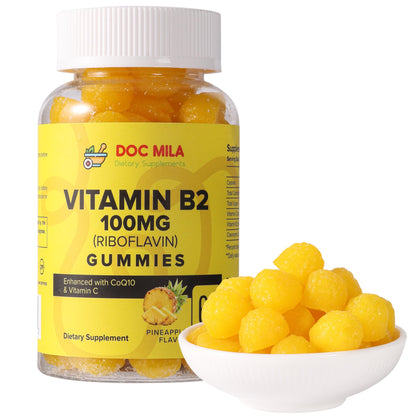 Gomitas Doc Mila Vitamina B2 con sabor piña para niños y adultos