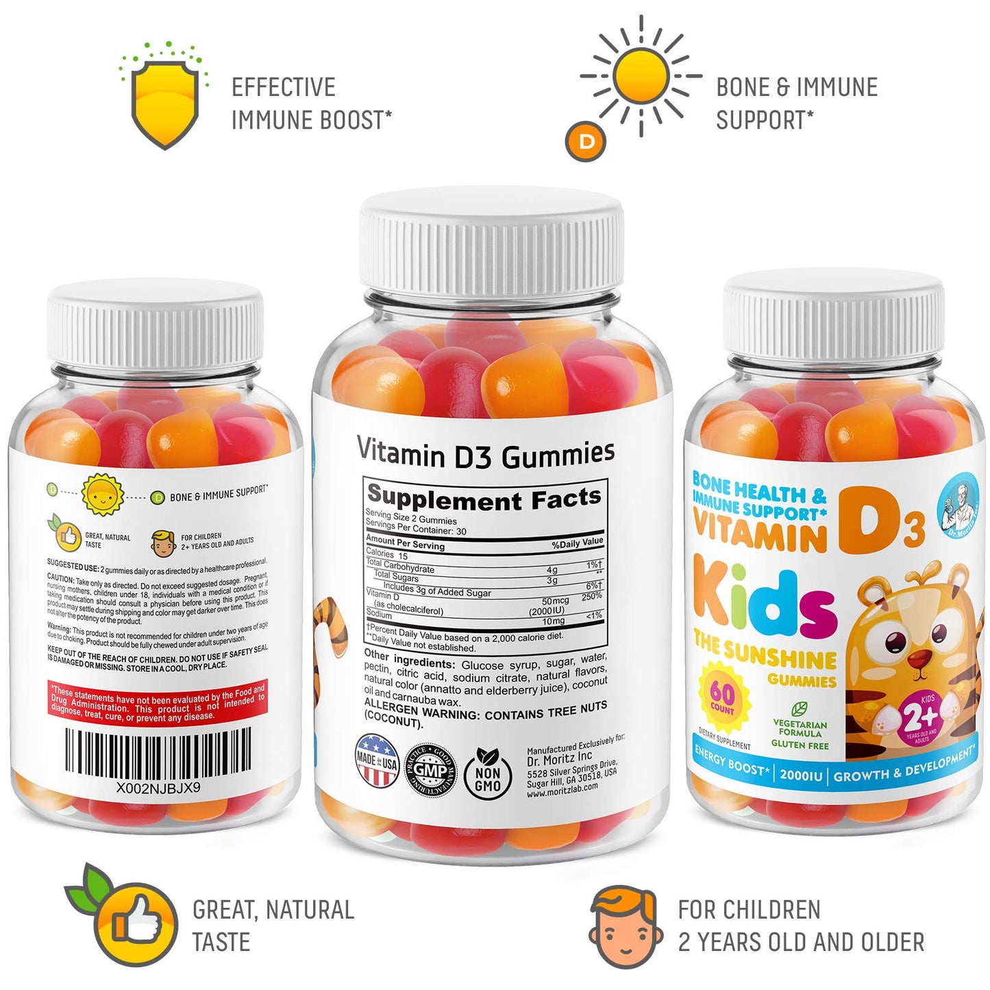 Gomitas DR MORITZ vegetarianas sin azúcar para niños y adultos sanos