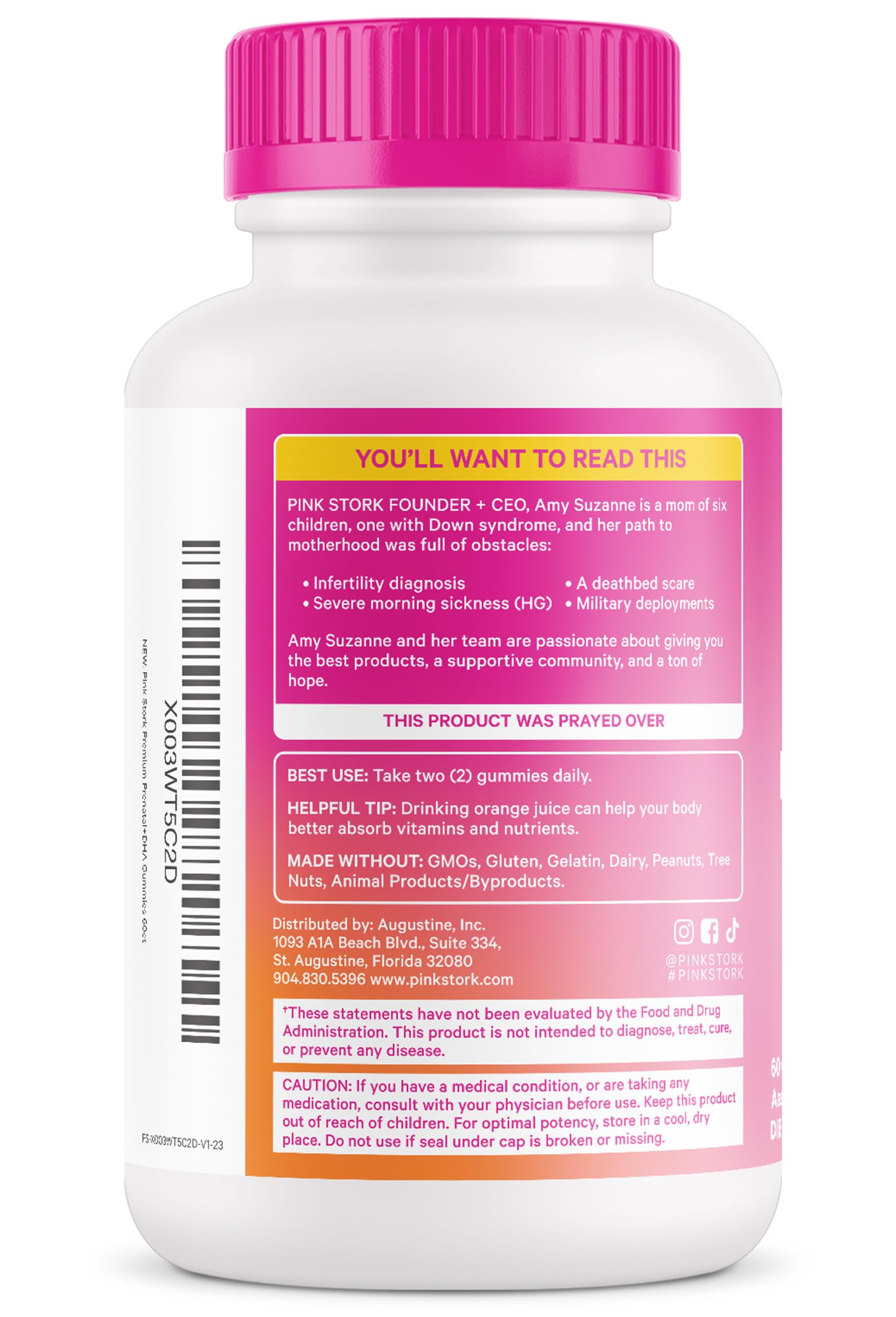 Gomitas para embarazo Pink Stork vitaminas prenatales naturales