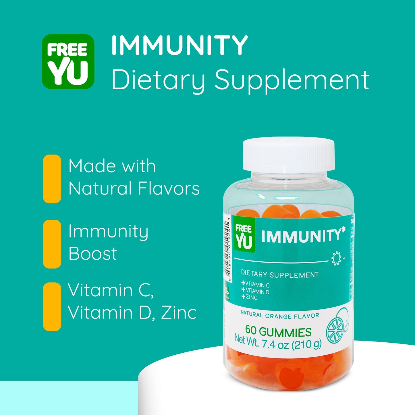 Gomitas de Inmunidad FREEYU - Vitamina C, D y Zinc.