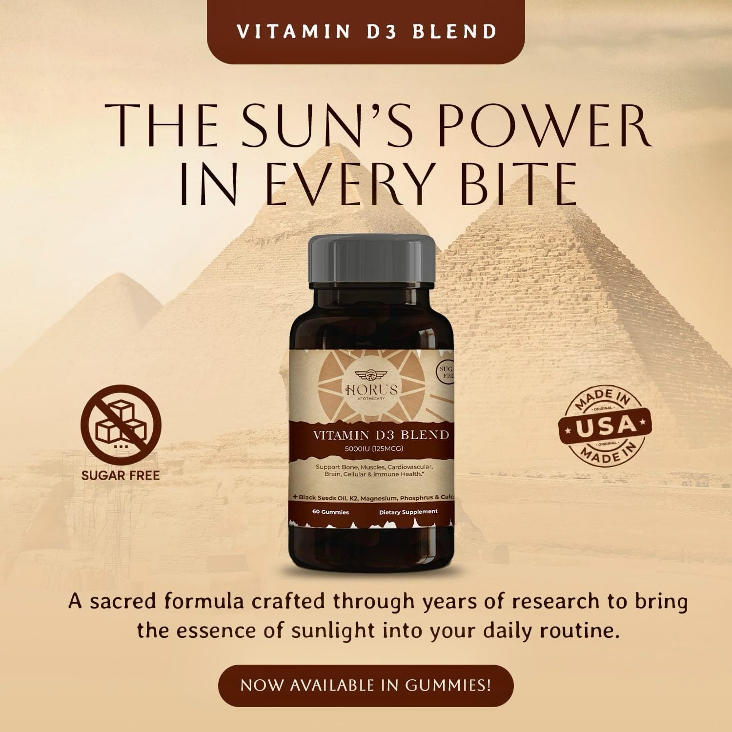 Gomitas Horus Apothecary vitamina D3 5000 IU y aceite semilla negra
