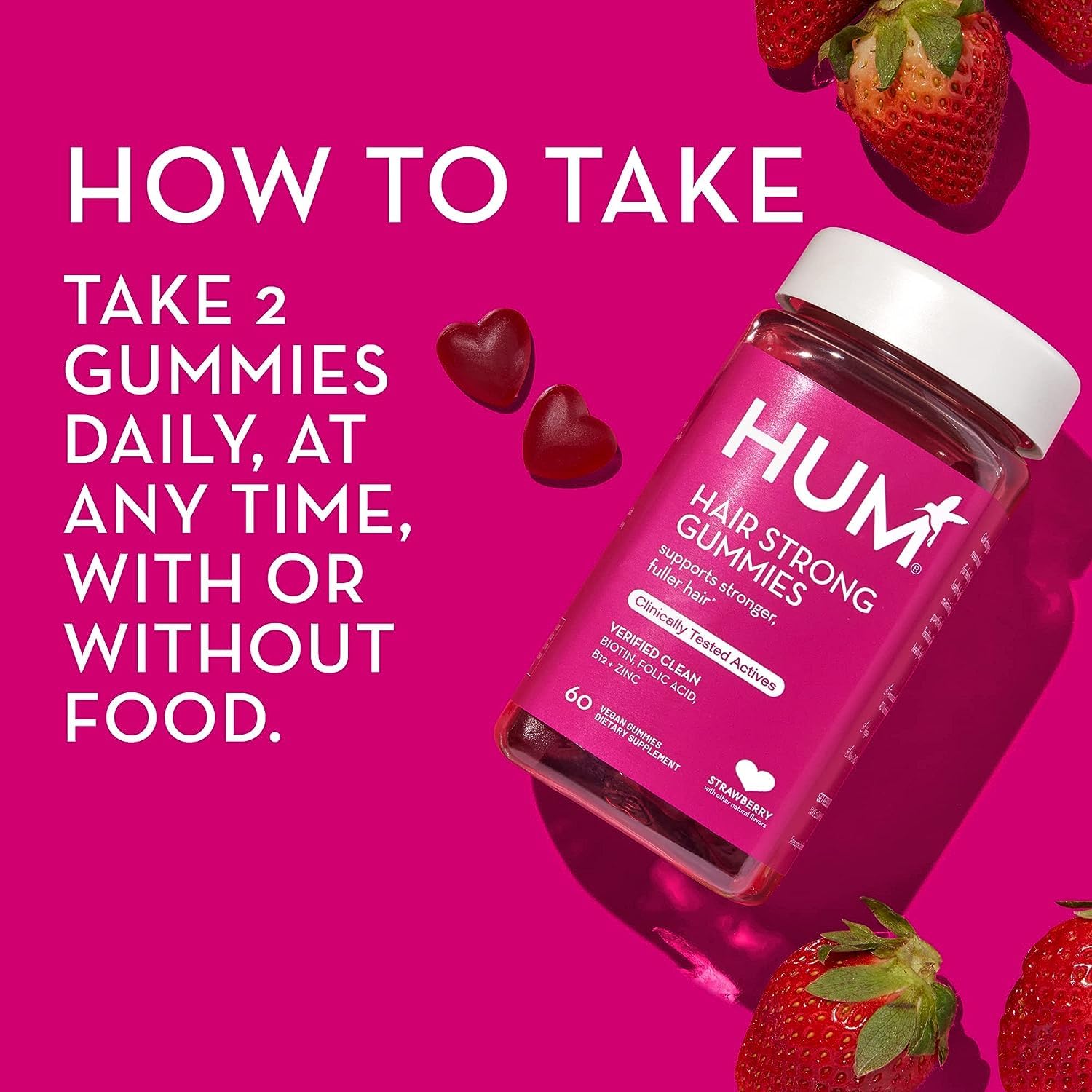 Gomitas HUM Hair Strong con zinc biotina y ácido fólico
