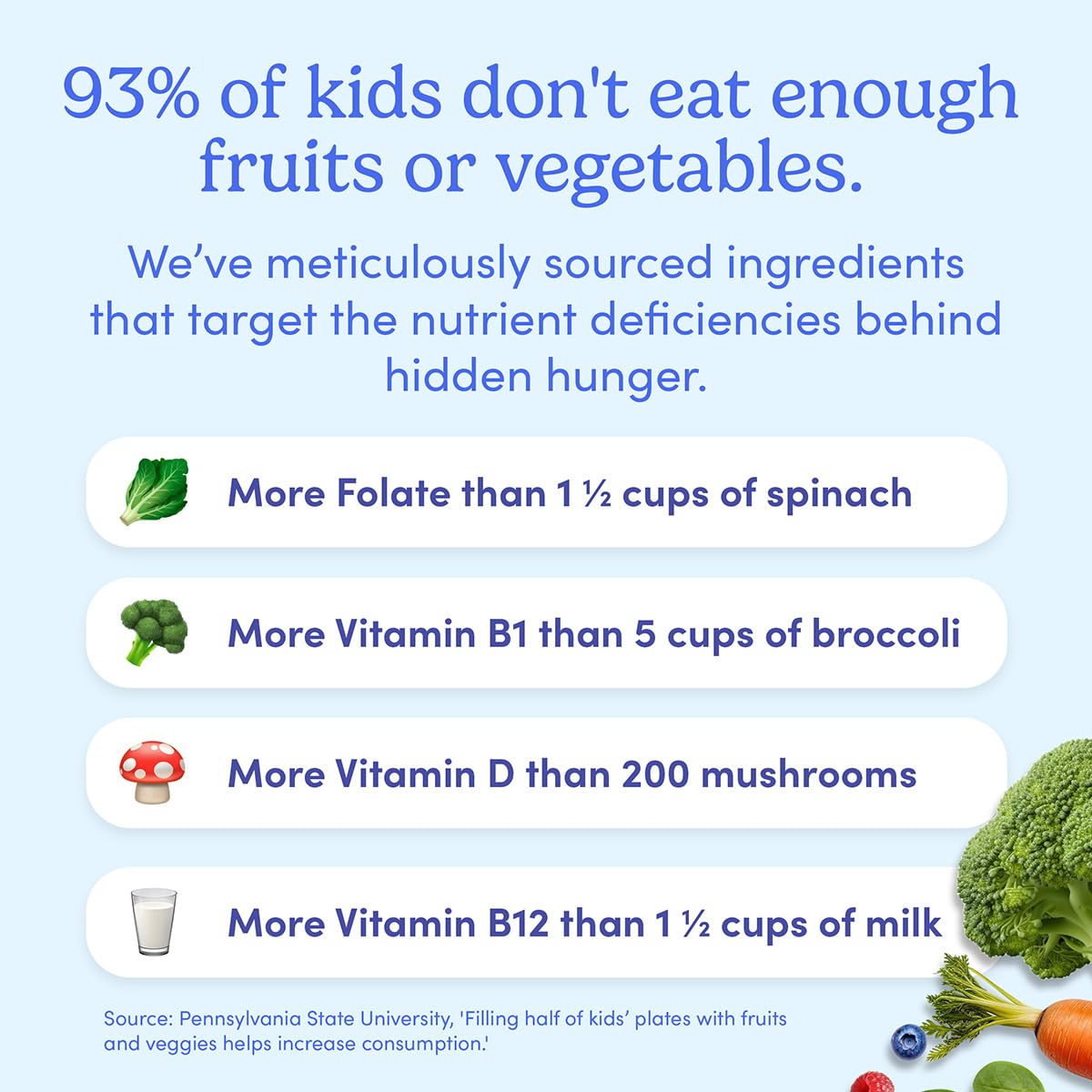 Gomitas infantiles First Day con frutas y verduras orgánicas para salud